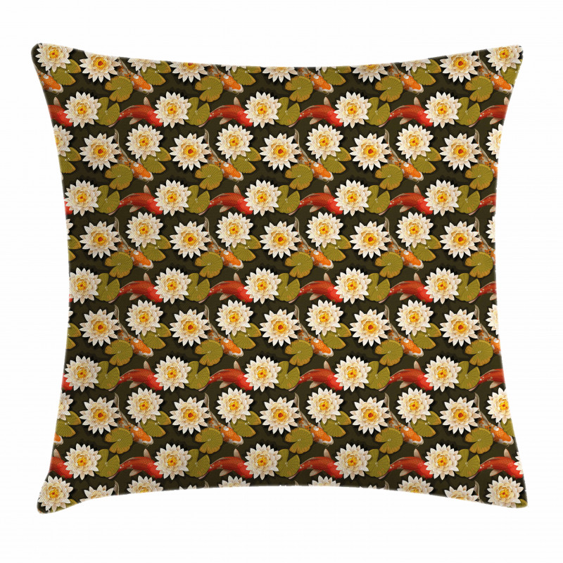 Japan Inspired Lotus Koi Pillow Cover