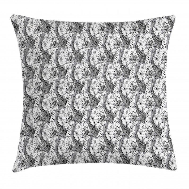 Sketch Style Carp Koi Pillow Cover