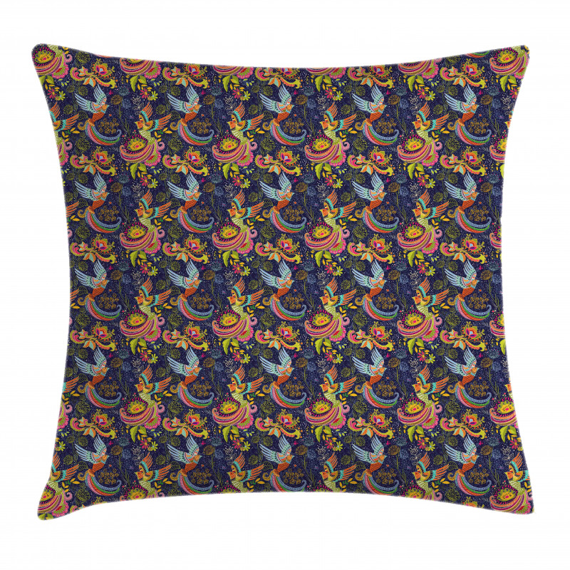 Cartoon Style Birds Dots Pillow Cover