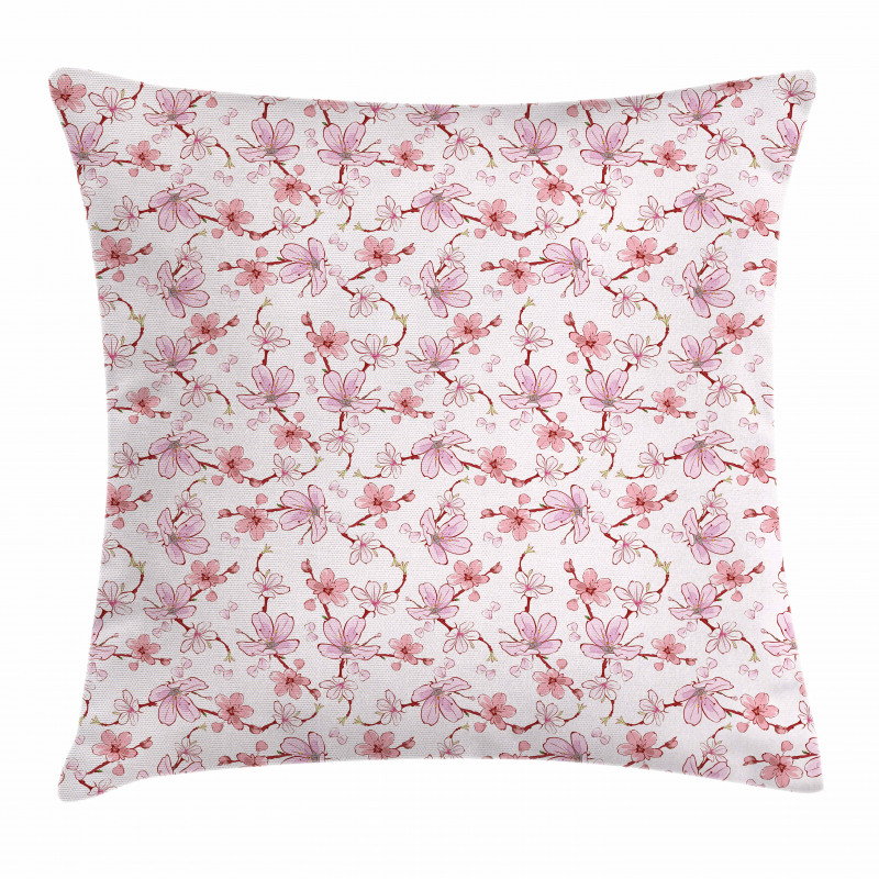 Japanese Cherry Blooms Pillow Cover