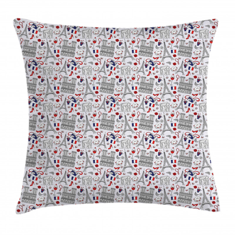 French Travel Pattern Pillow Cover