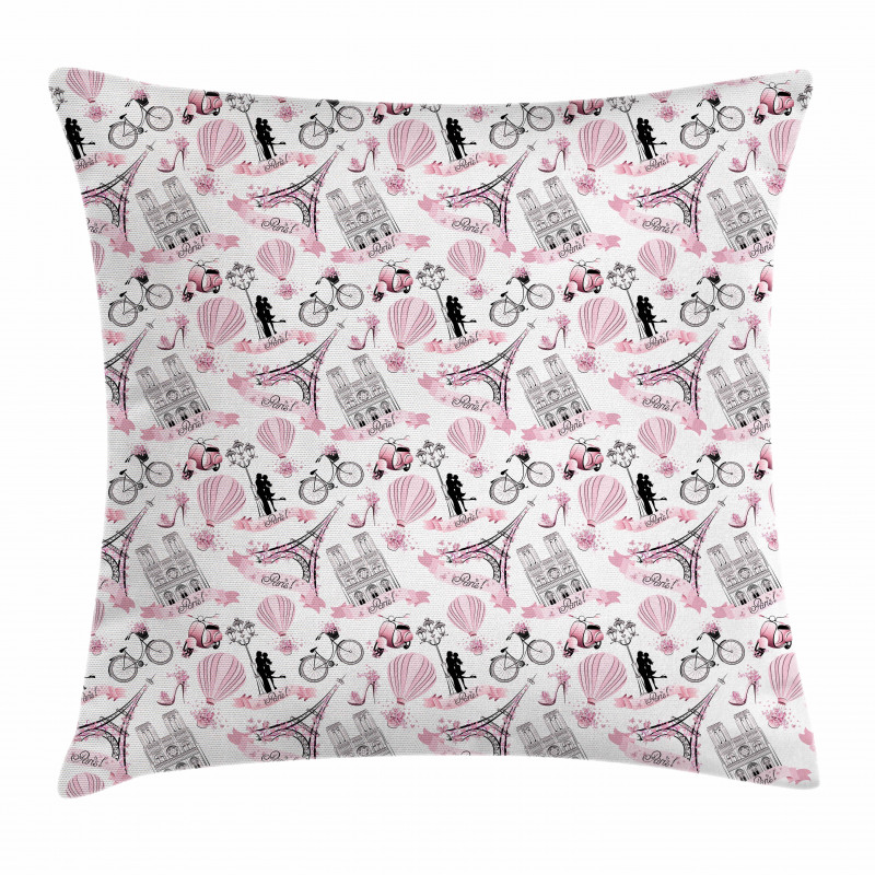 Love in Paris Bridal Pink Pillow Cover