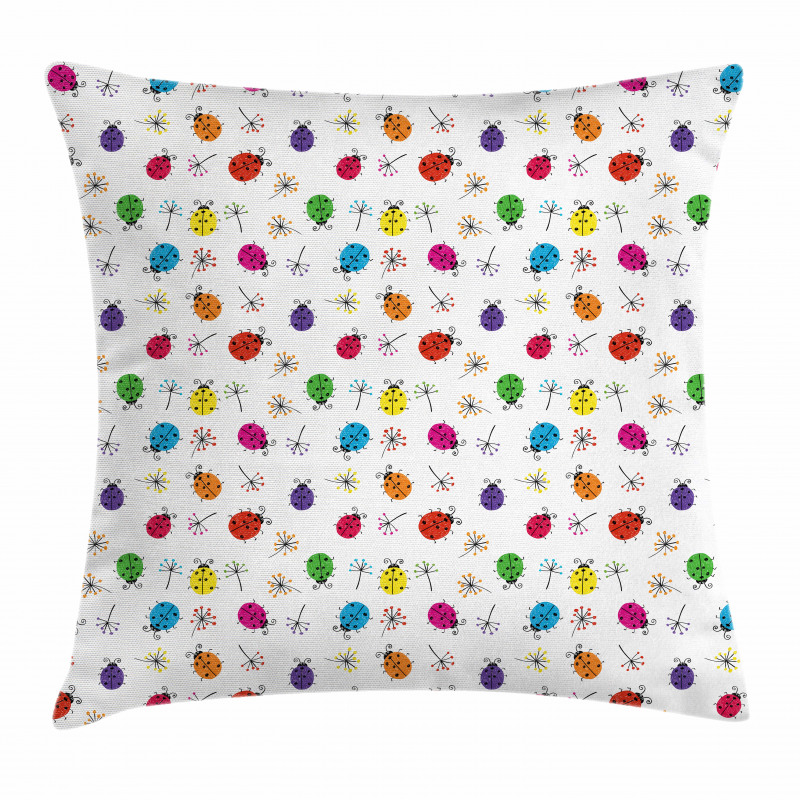 Dot Insects Illustration Pillow Cover