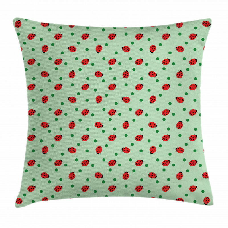 Polka Dots with Insect Pillow Cover