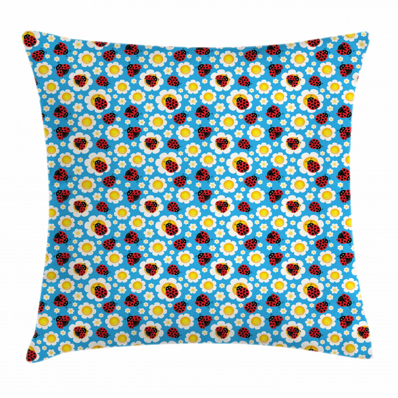 Abstract Daisies Bugs Pillow Cover