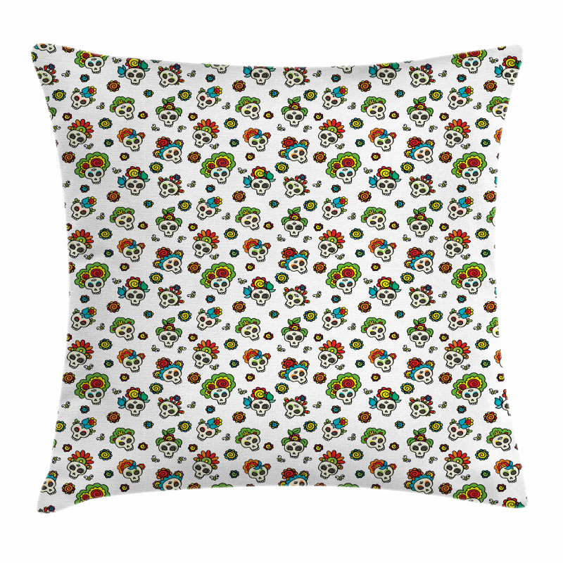 Dead Sugar Skull Flowers Pillow Cover