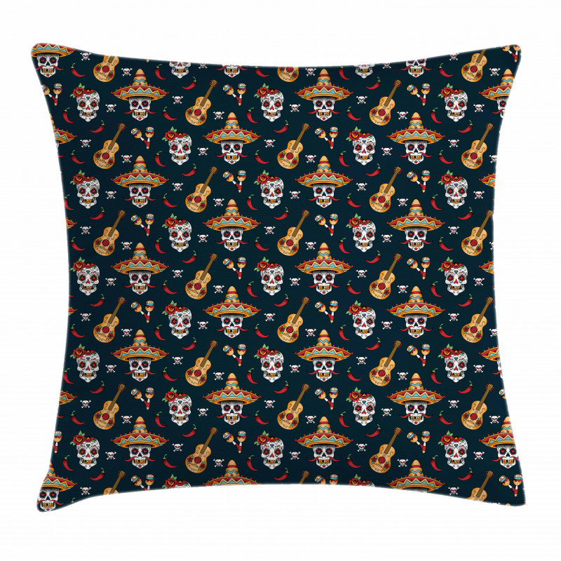 Skull Sombrero Chili Pillow Cover