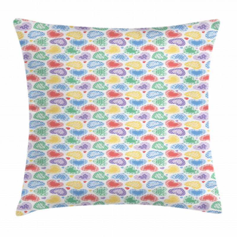 Patchwork Style Hearts Pillow Cover