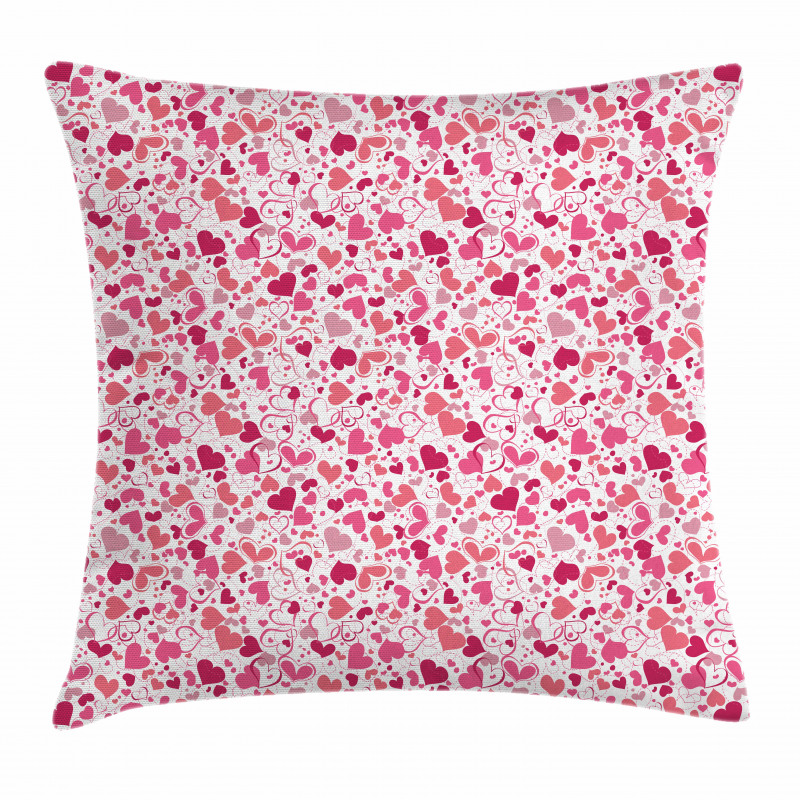 Pinkish Curls Soft Hearts Pillow Cover