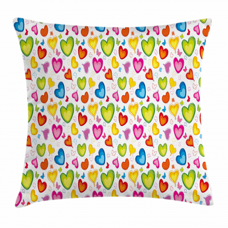 Colorful Butterflies Happy Pillow Cover