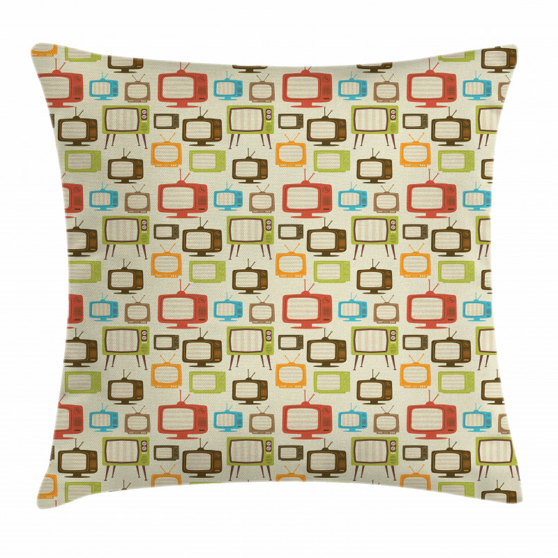 Old Televisions Retro Pillow Cover