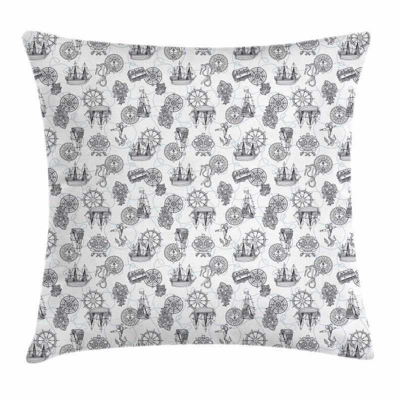 Sailing Boat Pattern Pillow Cover