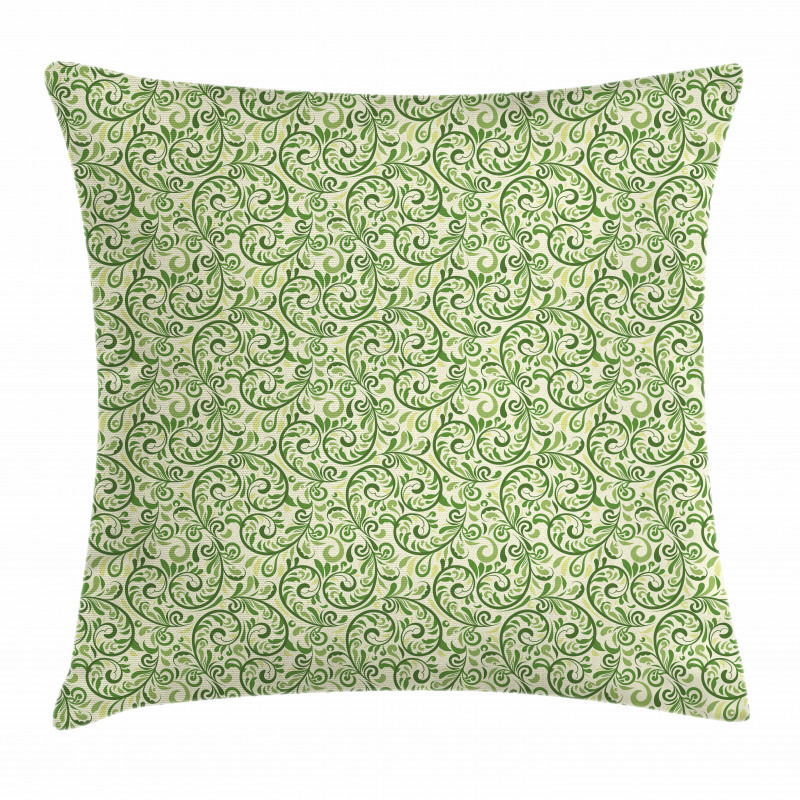 Curly Ornate Leaf Damask Pillow Cover