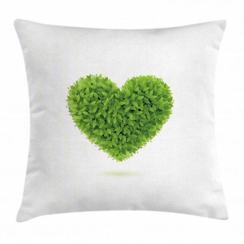 Heart with Fresh Leaves Pillow Cover