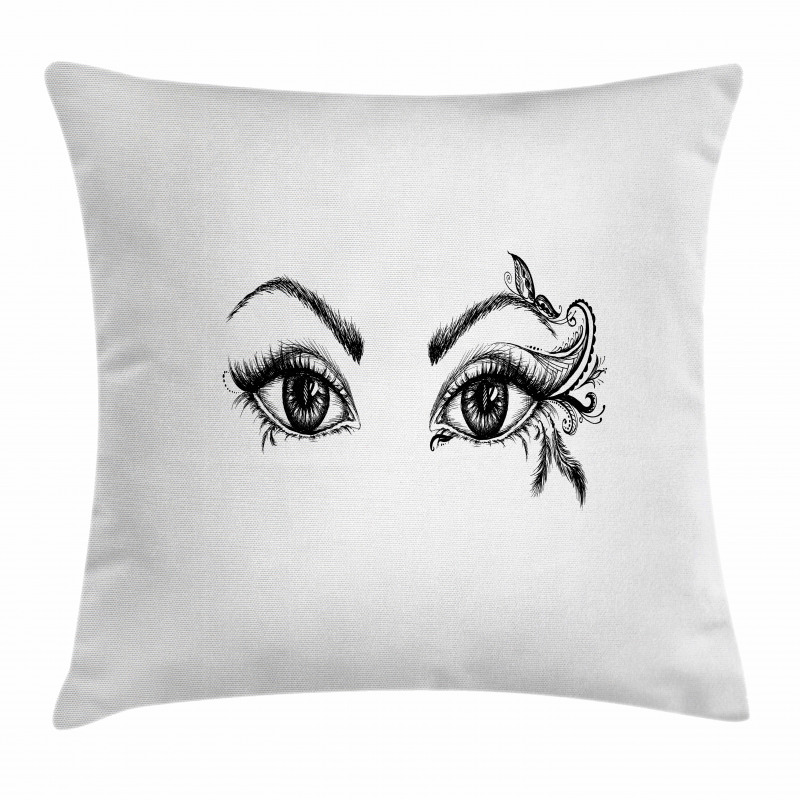 Feather Butterfly Woman Pillow Cover