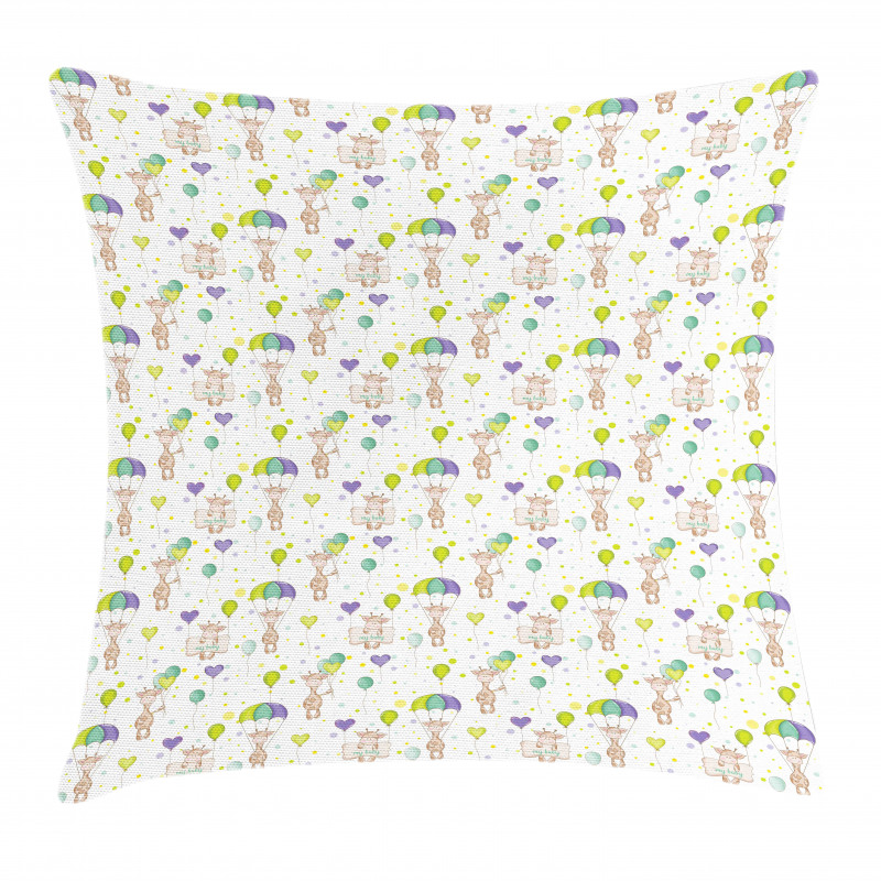 Infant Giraffes Flying Pillow Cover