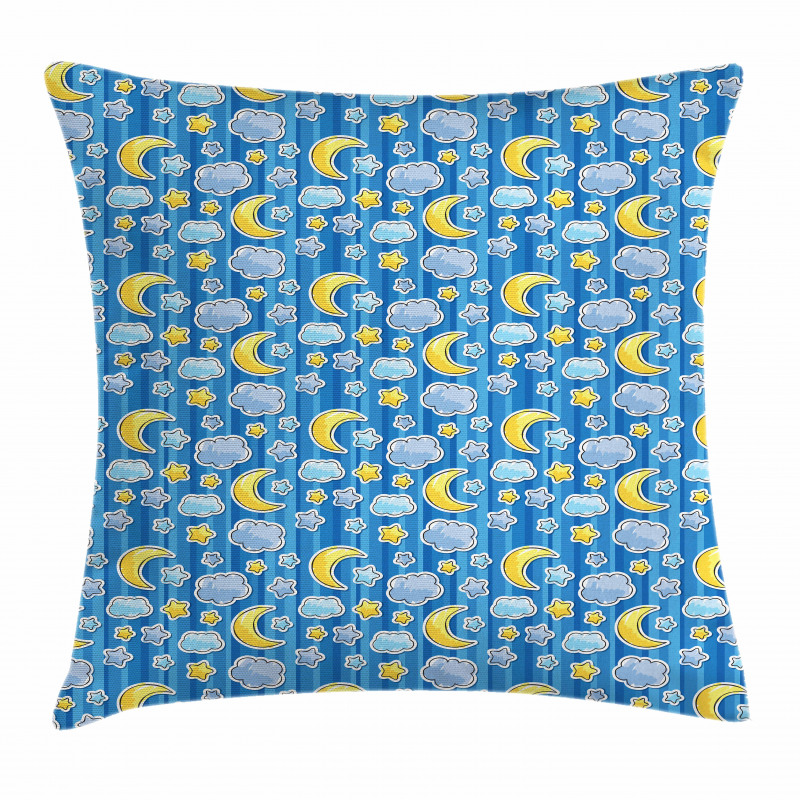 Abstract Moon and Clouds Pillow Cover