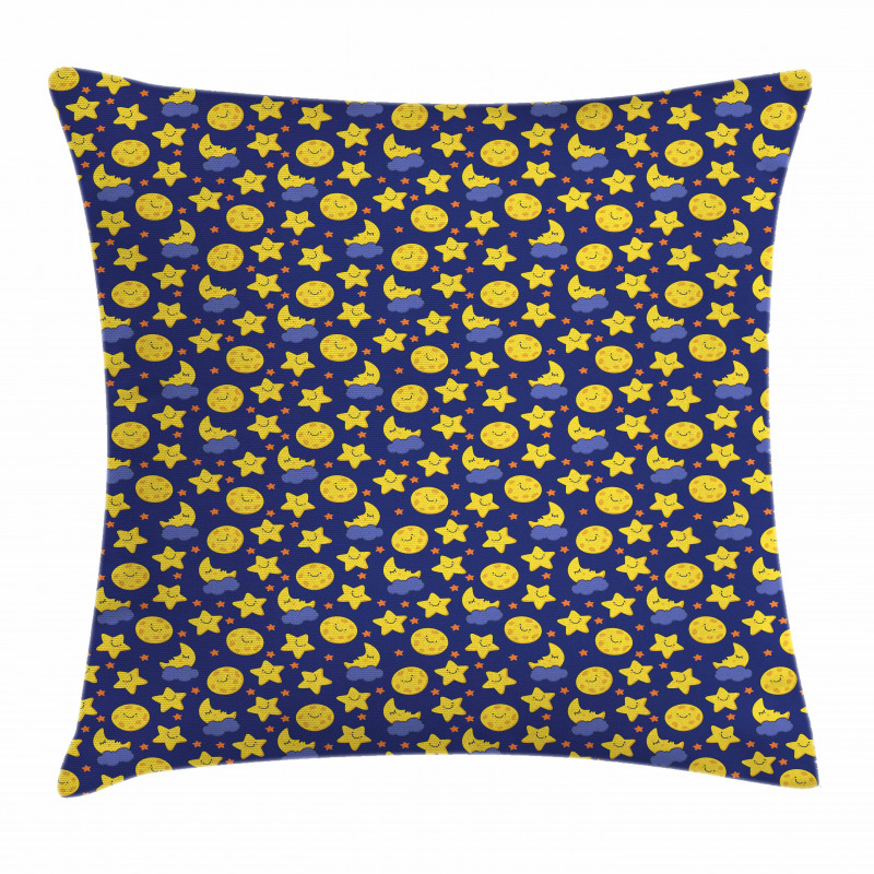 Sleeping Moon at Night Time Pillow Cover