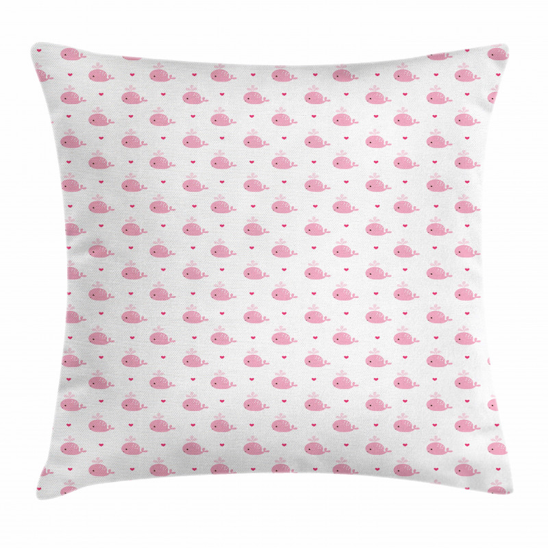 Hearts and Whales Love Pillow Cover