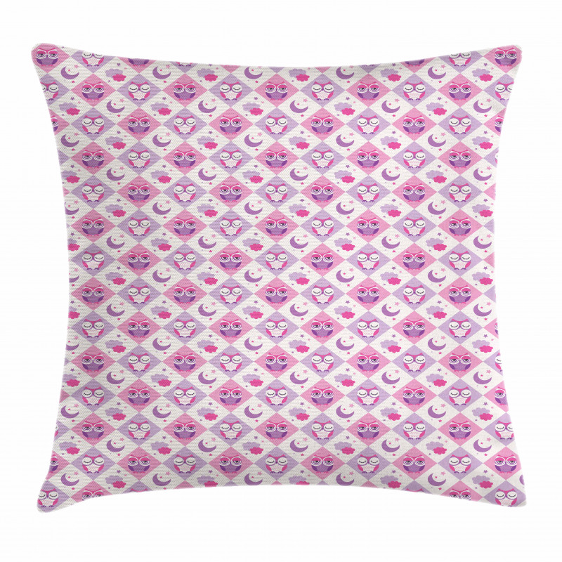 Checkered Pattern Owls Pillow Cover