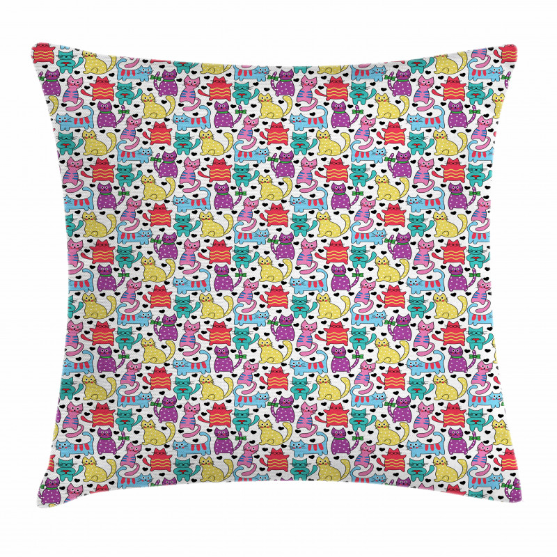 Colorful Romantic Mascots Pillow Cover