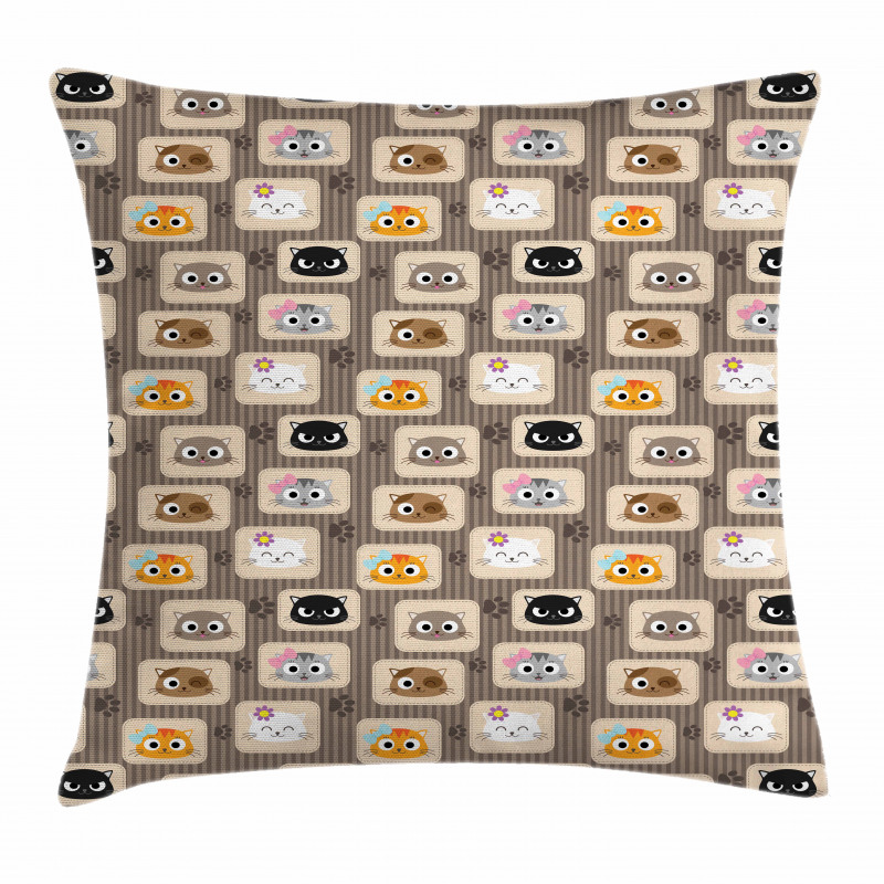 Patchwork Style Silly Faces Pillow Cover