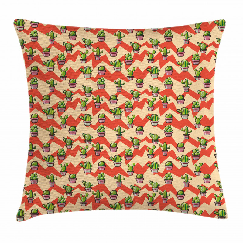 Zigzag Background Plant Pillow Cover