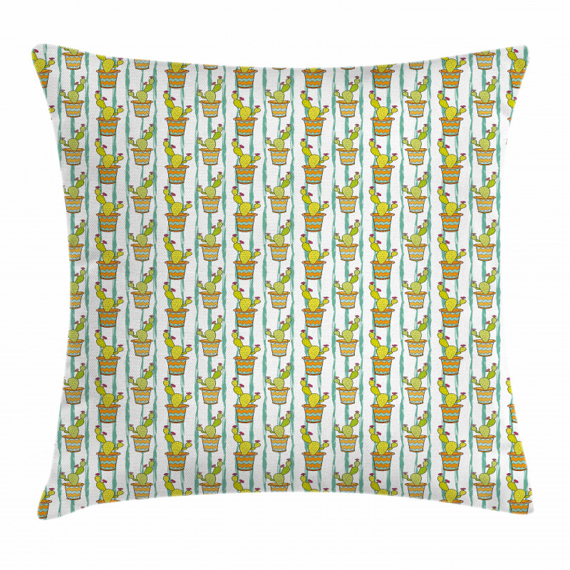 Vertical Lines Flowers Pillow Cover