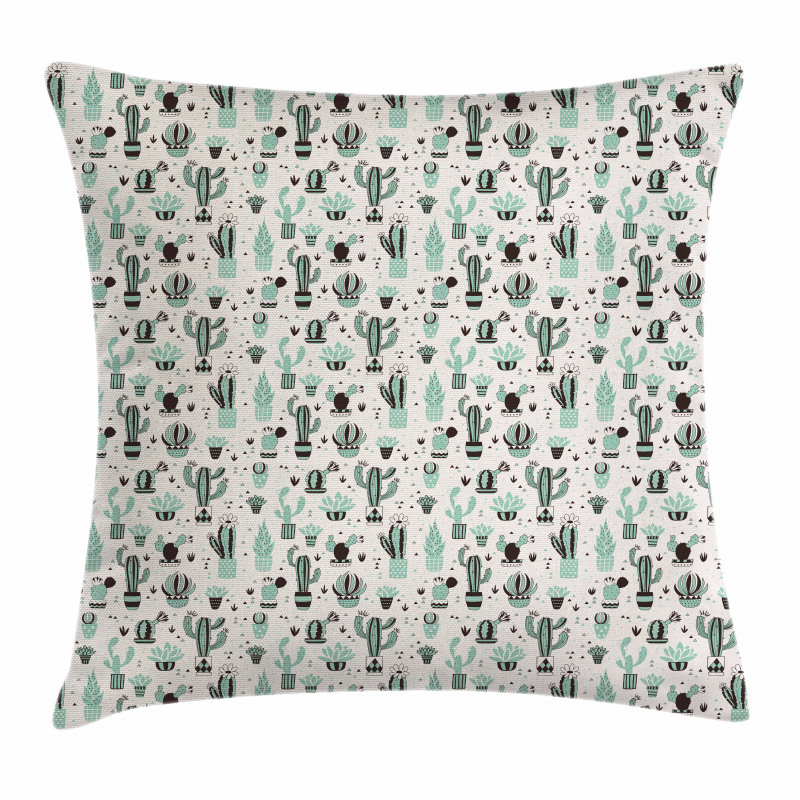 Geometric Cartoon Plant Pillow Cover