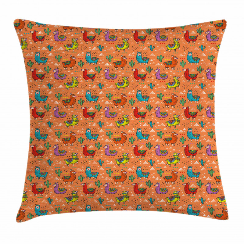 Colorful Alpacas Flower Pillow Cover