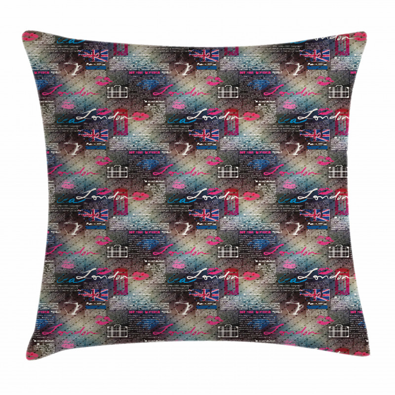 Grunge Newspaper Collage Pillow Cover