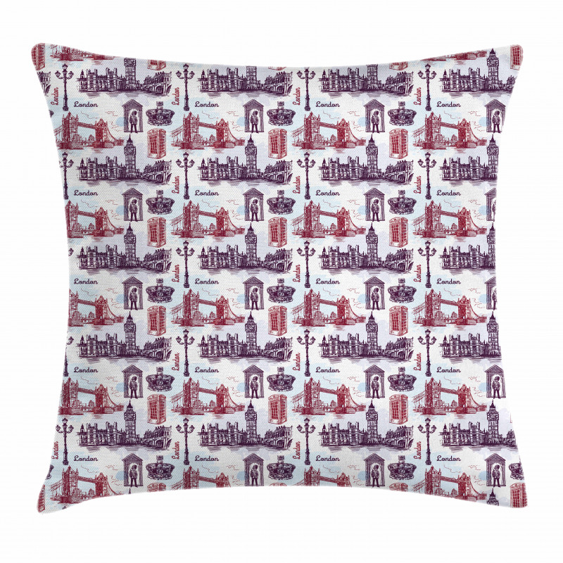 City Landmarks Sketch Pillow Cover