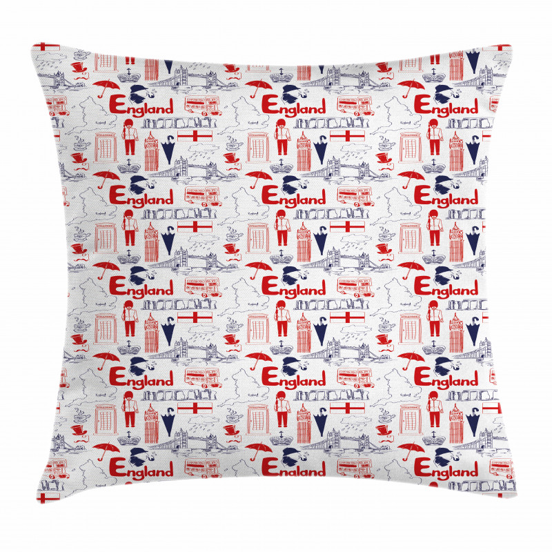 British Culture Sketch Pillow Cover