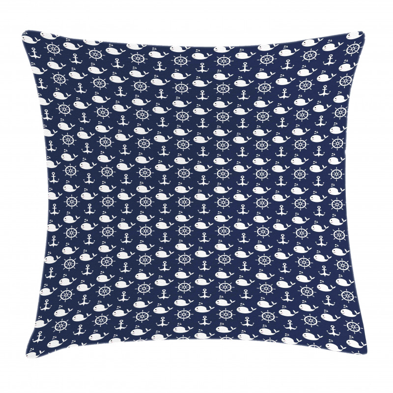 Maritime Anchor Whale Pillow Cover