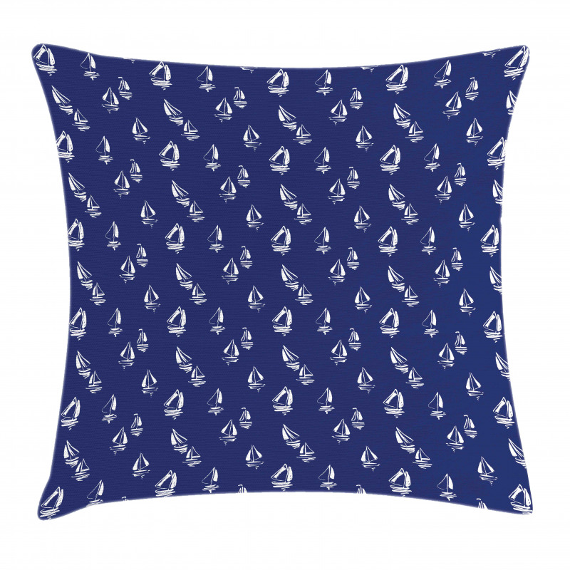 Sailing Yacht Doodle Pillow Cover