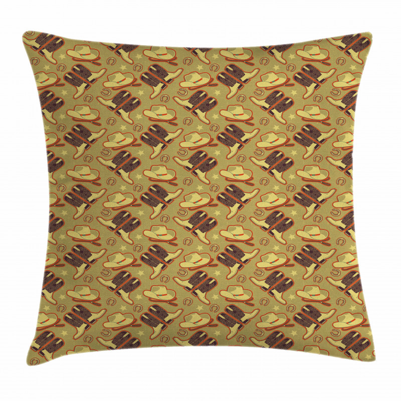 Vintage Hats and Boots Pillow Cover