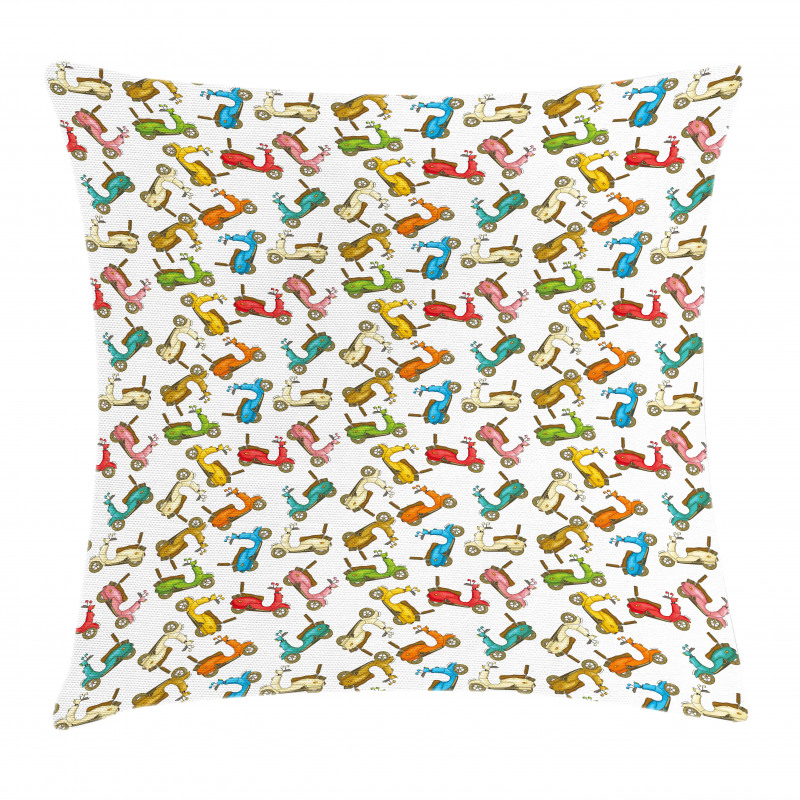 Italian Moped Retro Pillow Cover