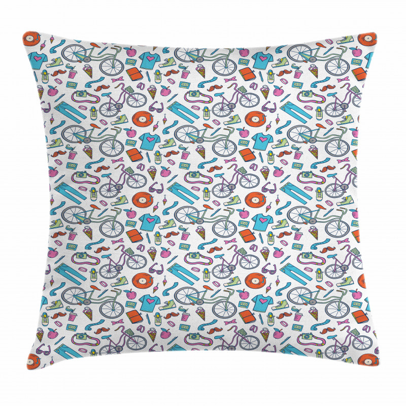 Retro Hipster Lifestyle Pillow Cover