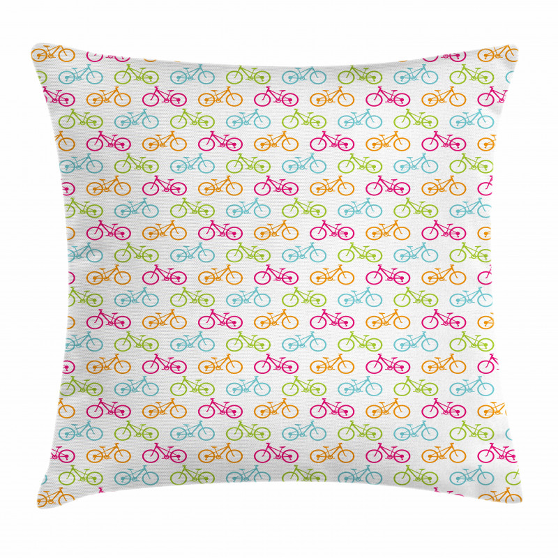 Different Colored Bikes Pillow Cover