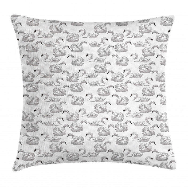 Sketch Art Waterfowls Pillow Cover