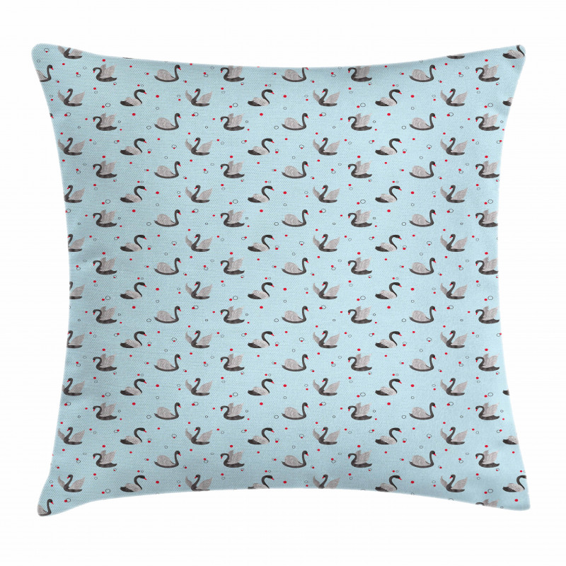 Dark Swans on Pale Blue Pillow Cover