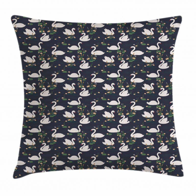 Lilies Cattails Waterfowls Pillow Cover