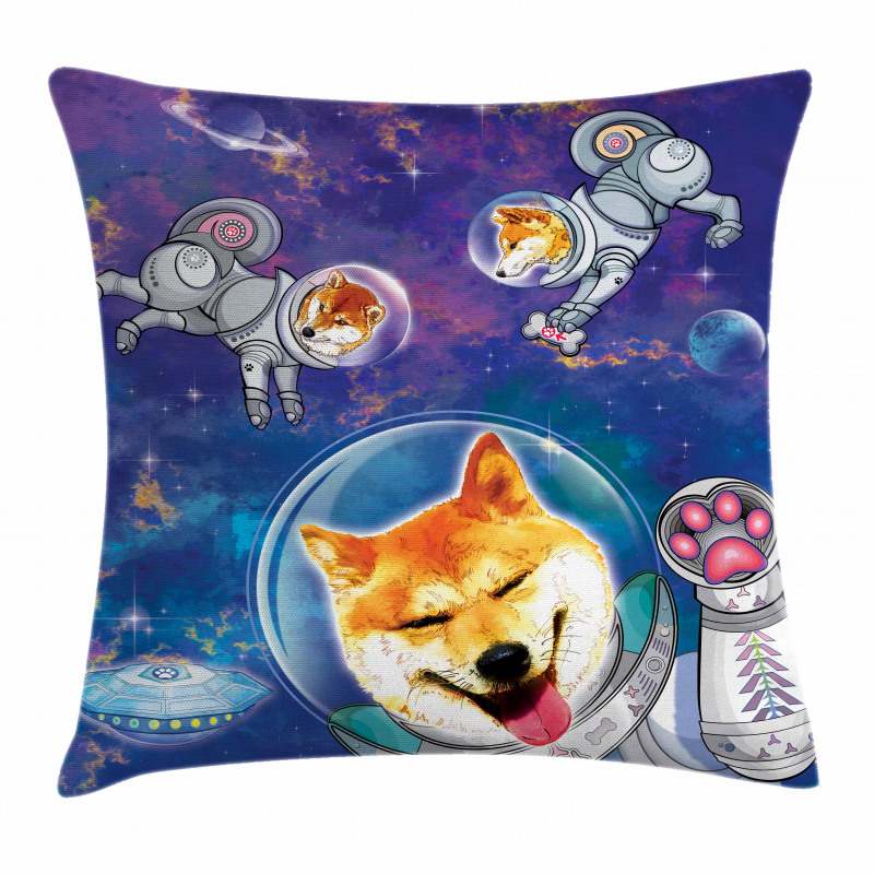 Astronaut Shibas in Space Pillow Cover