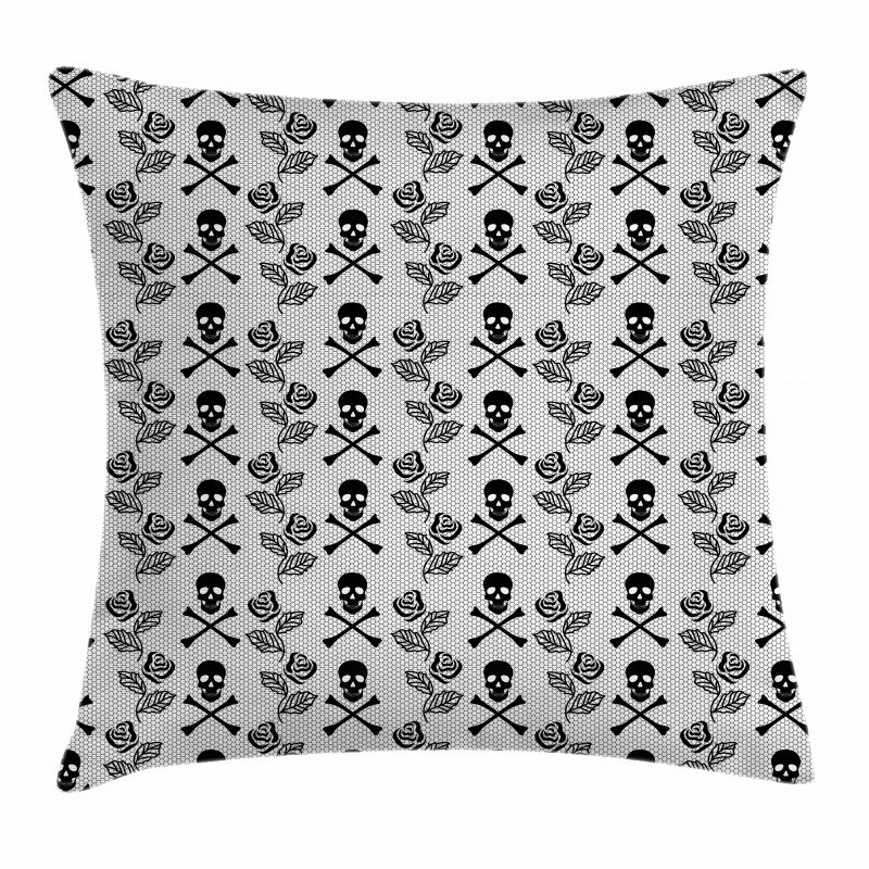 Lace Style Roses Skulls Pillow Cover