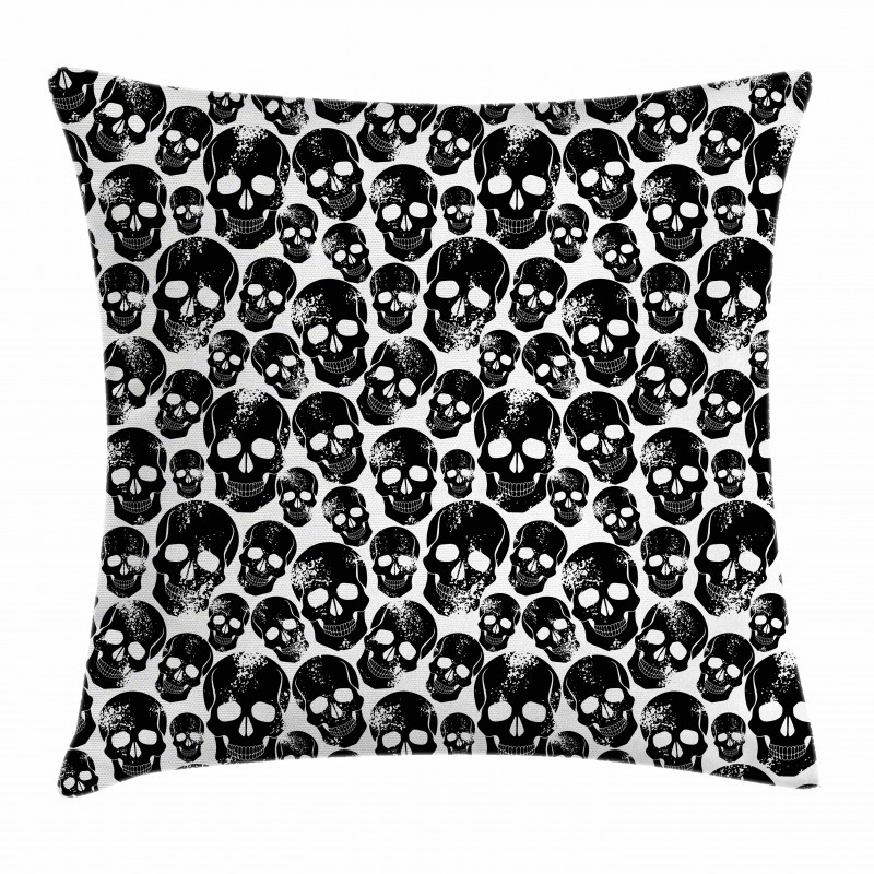 Grunge Black Skulls Pillow Cover
