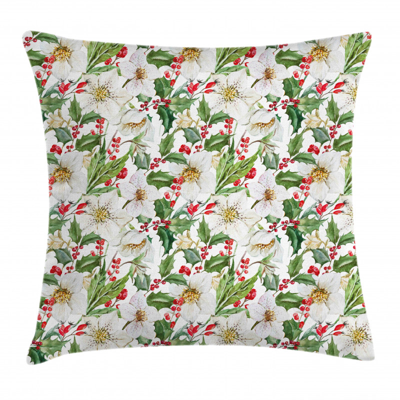 Poinsettia Pattern Pillow Cover