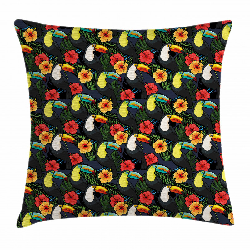 Toucan and Hibiscus Pillow Cover