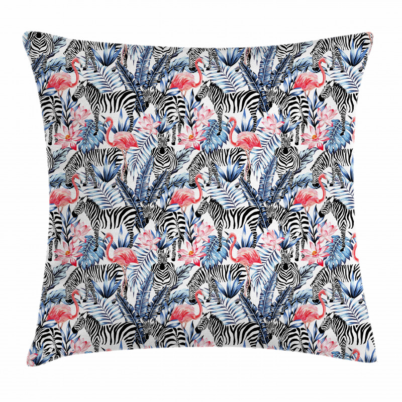 Flamingo with Zebra Pillow Cover