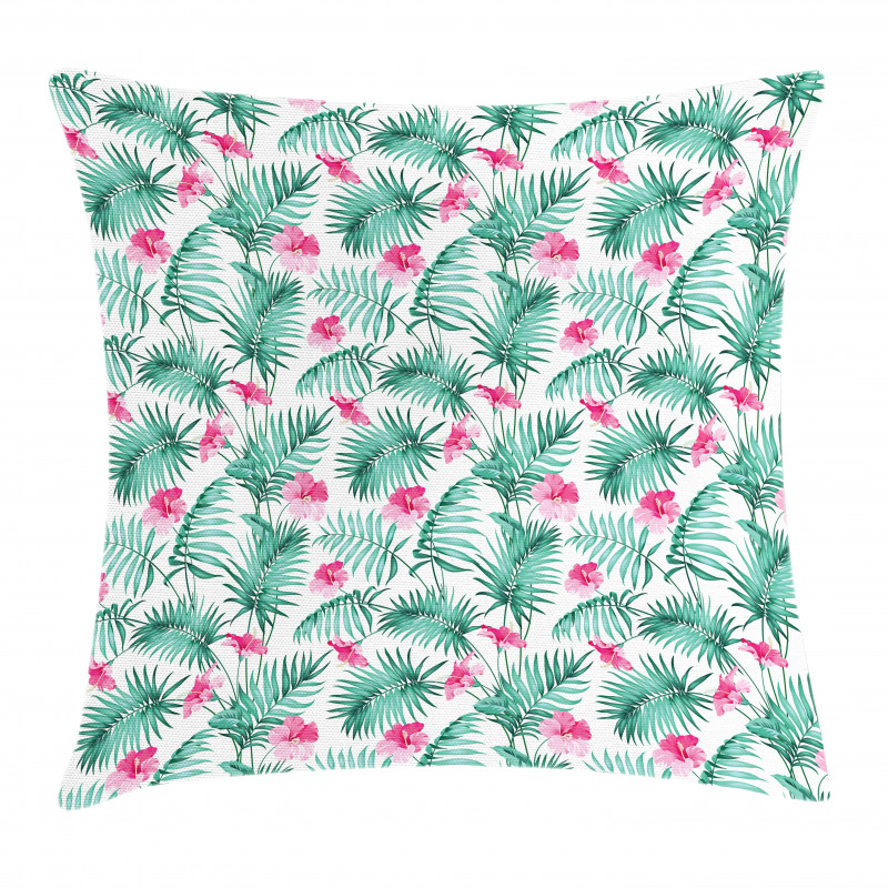 Tropic Ferns Flowers Pillow Cover