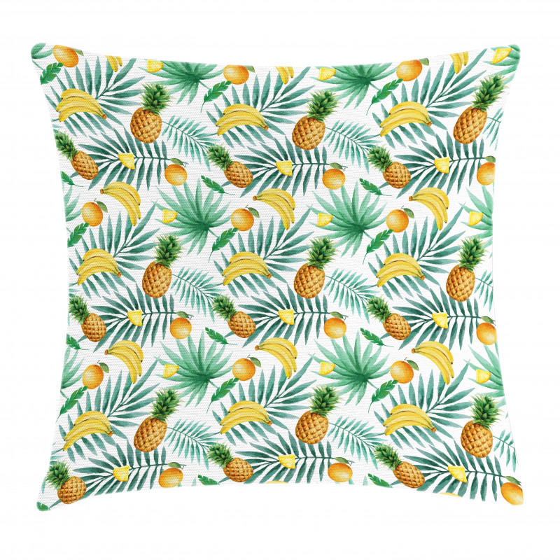 Exotic Fruits Leaves Pillow Cover